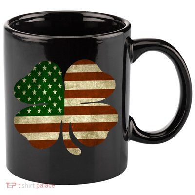 Vintage Clover Irish American Flag 11oz C Handle Ceramic Mug
