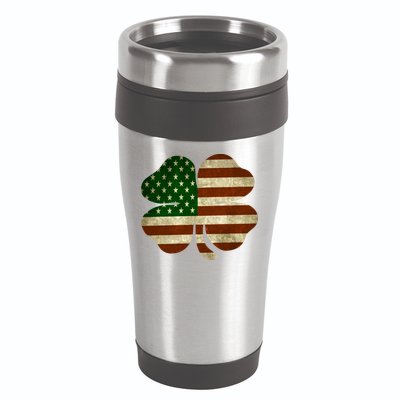 Vintage Clover Irish American Flag 16oz Travel Tumbler
