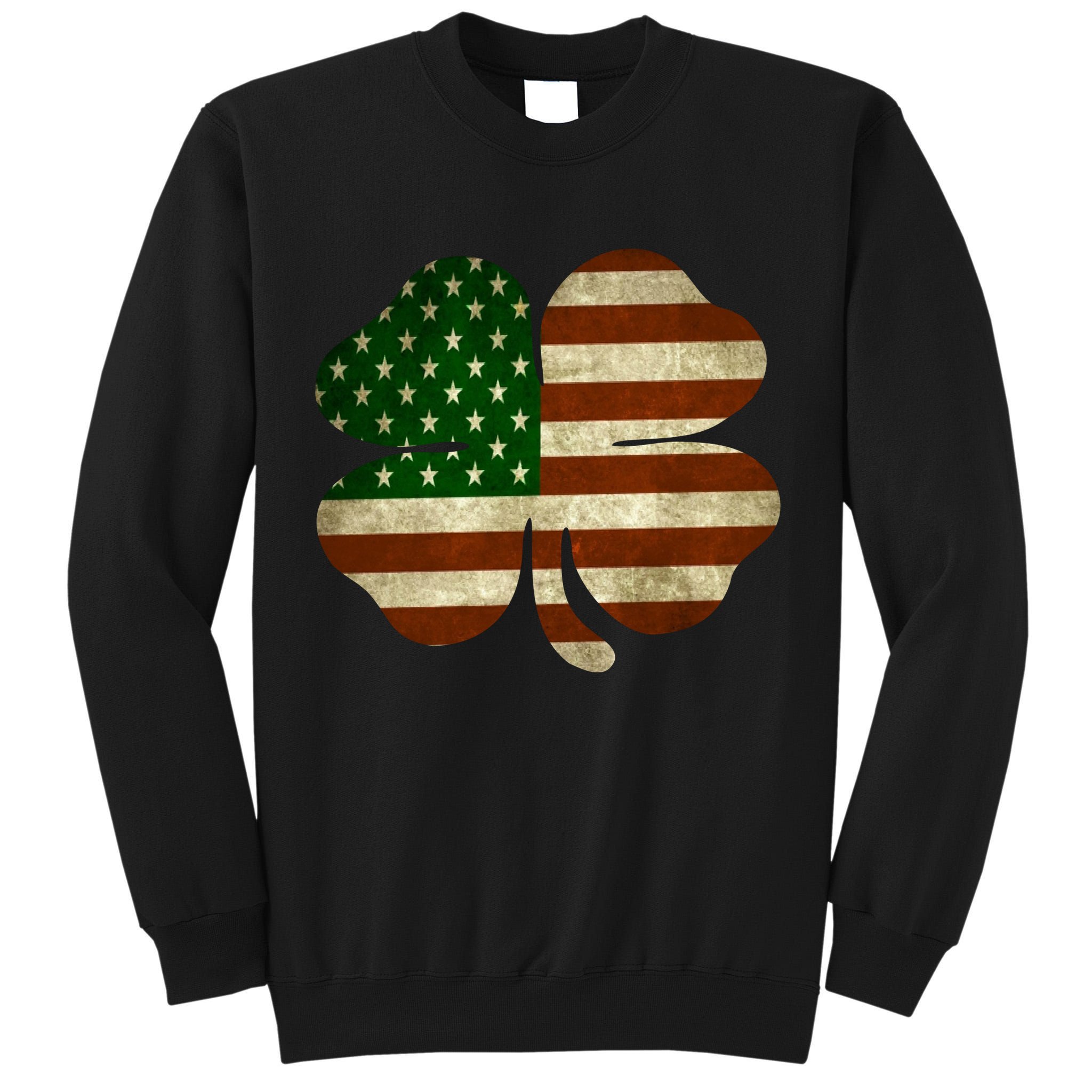 Vintage Clover Irish American Flag Tall Sweatshirt