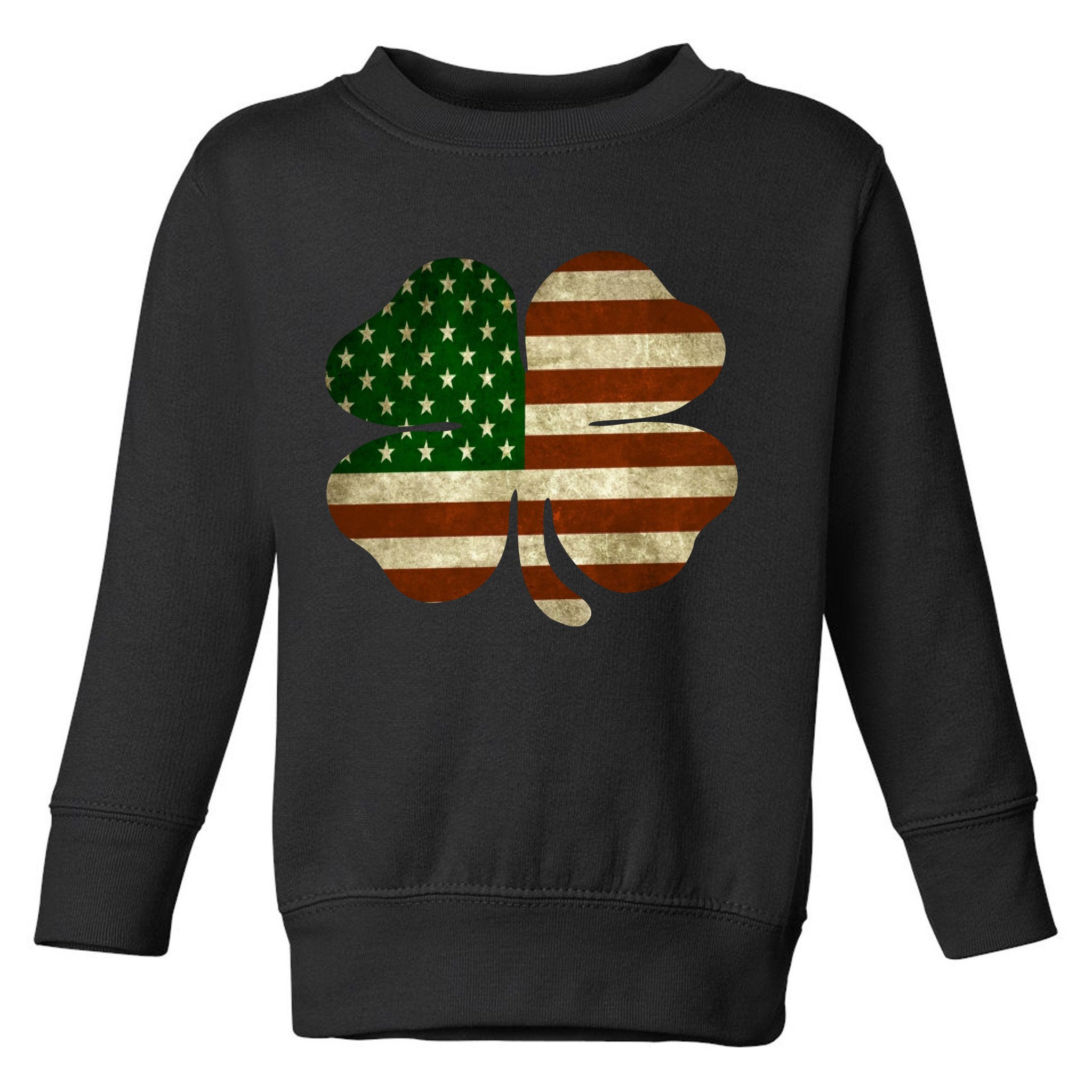 Vintage Clover Irish American Flag Toddler Sweatshirt