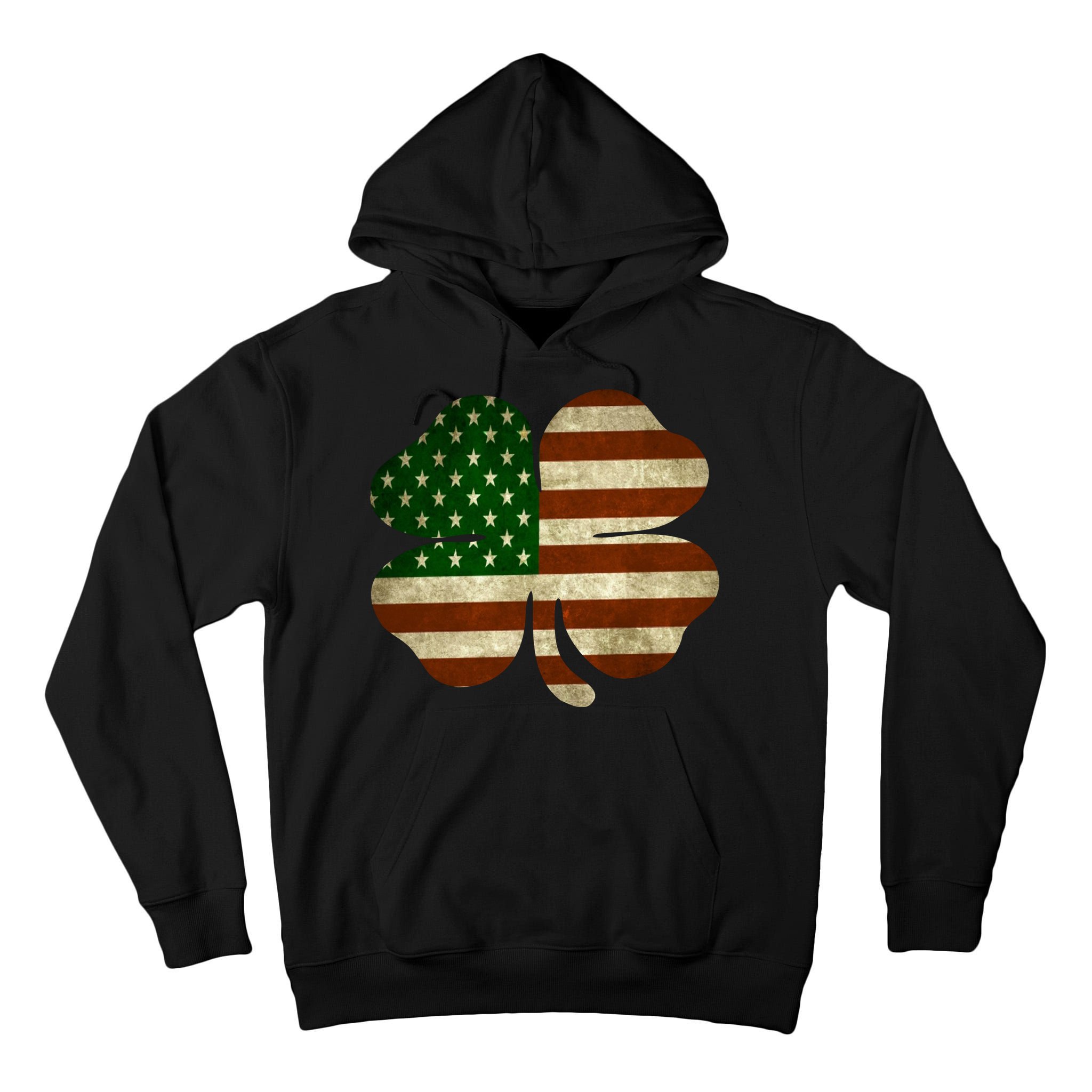 Vintage Clover Irish American Flag Tall Hoodie