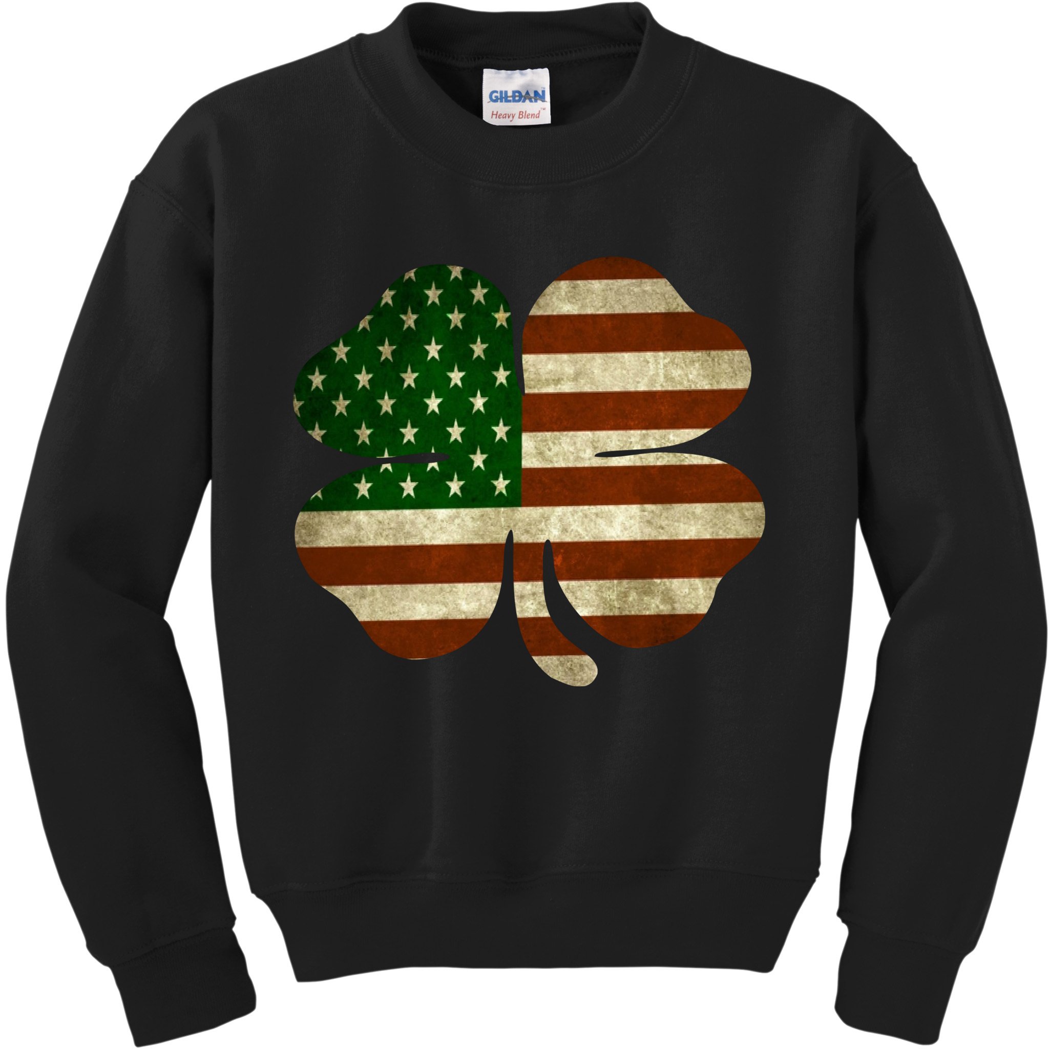 Vintage Clover Irish American Flag Kids Sweatshirt