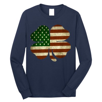 Vintage Clover Irish American Flag Long Sleeve Shirt