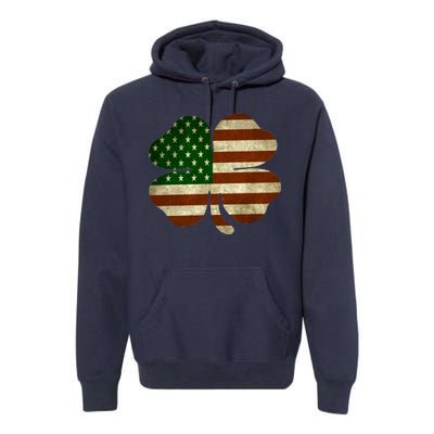 Vintage Clover Irish American Flag Premium Hoodie