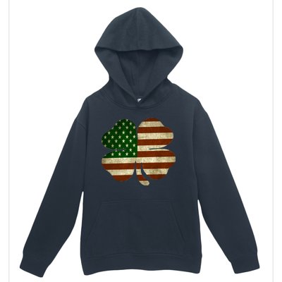 Vintage Clover Irish American Flag Urban Pullover Hoodie