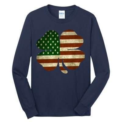 Vintage Clover Irish American Flag Tall Long Sleeve T-Shirt