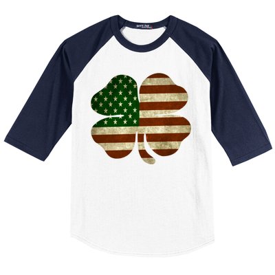 Vintage Clover Irish American Flag Baseball Sleeve Shirt