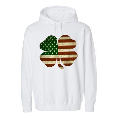 Vintage Clover Irish American Flag Garment-Dyed Fleece Hoodie