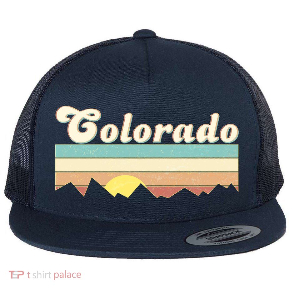 Vintage Colorado Mountain Sunset Flatbill Hat