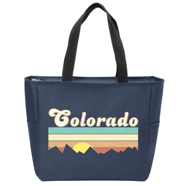 Vintage Colorado Mountain Sunset Zip Tote Bag