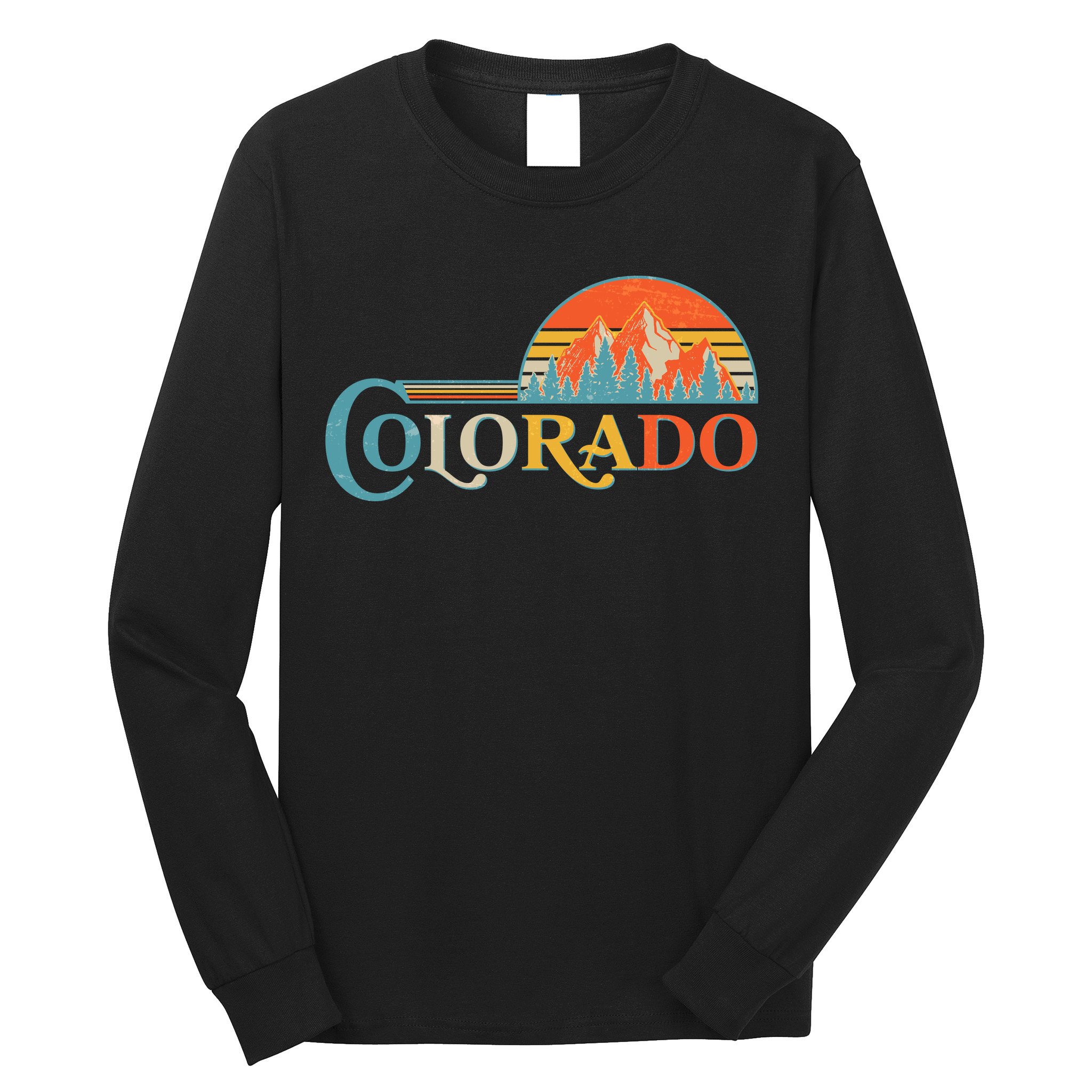 Vintage Colorado Retro Colors Sun Mountains Long Sleeve Shirt