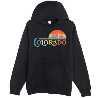 Vintage Colorado Retro Colors Sun Mountains Premium Pullover Hoodie