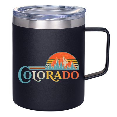 Vintage Colorado Retro Colors Sun Mountains 12oz Stainless Steel Coffee Mug