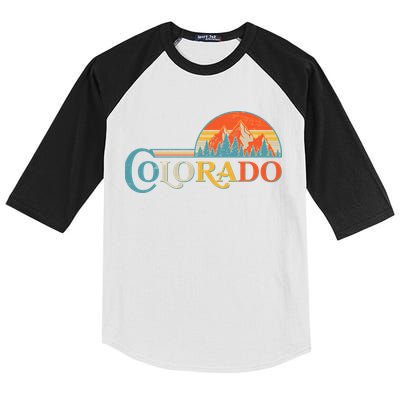 Vintage Colorado Retro Colors Sun Mountains Kids Colorblock Raglan Jersey