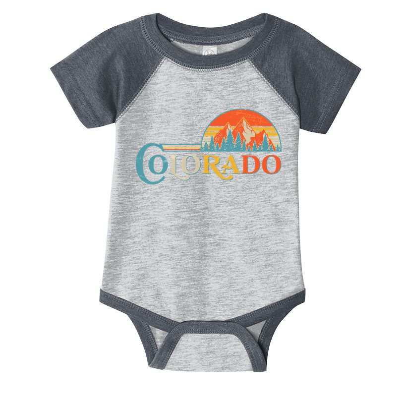 Vintage Colorado Retro Colors Sun Mountains Infant Baby Jersey Bodysuit