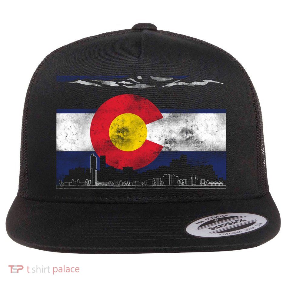 Vintage Colorado Skyline Flag Flatbill Hat