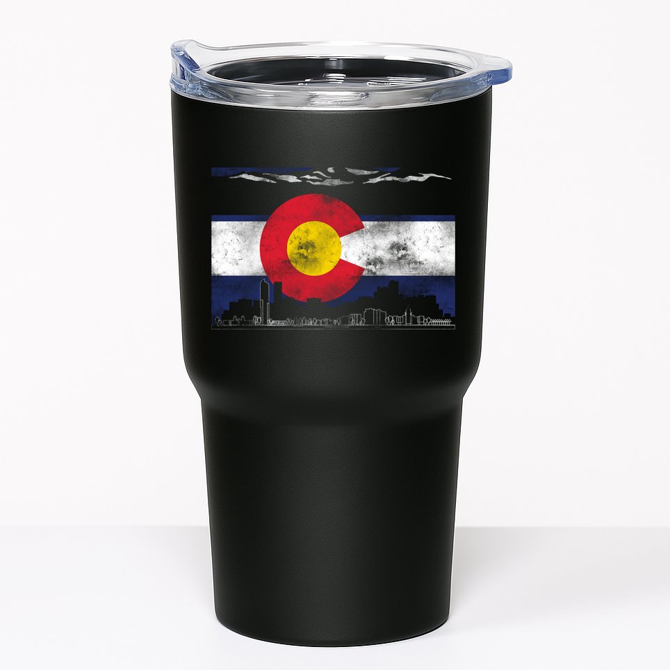 Vintage Colorado Skyline Flag Tumbler