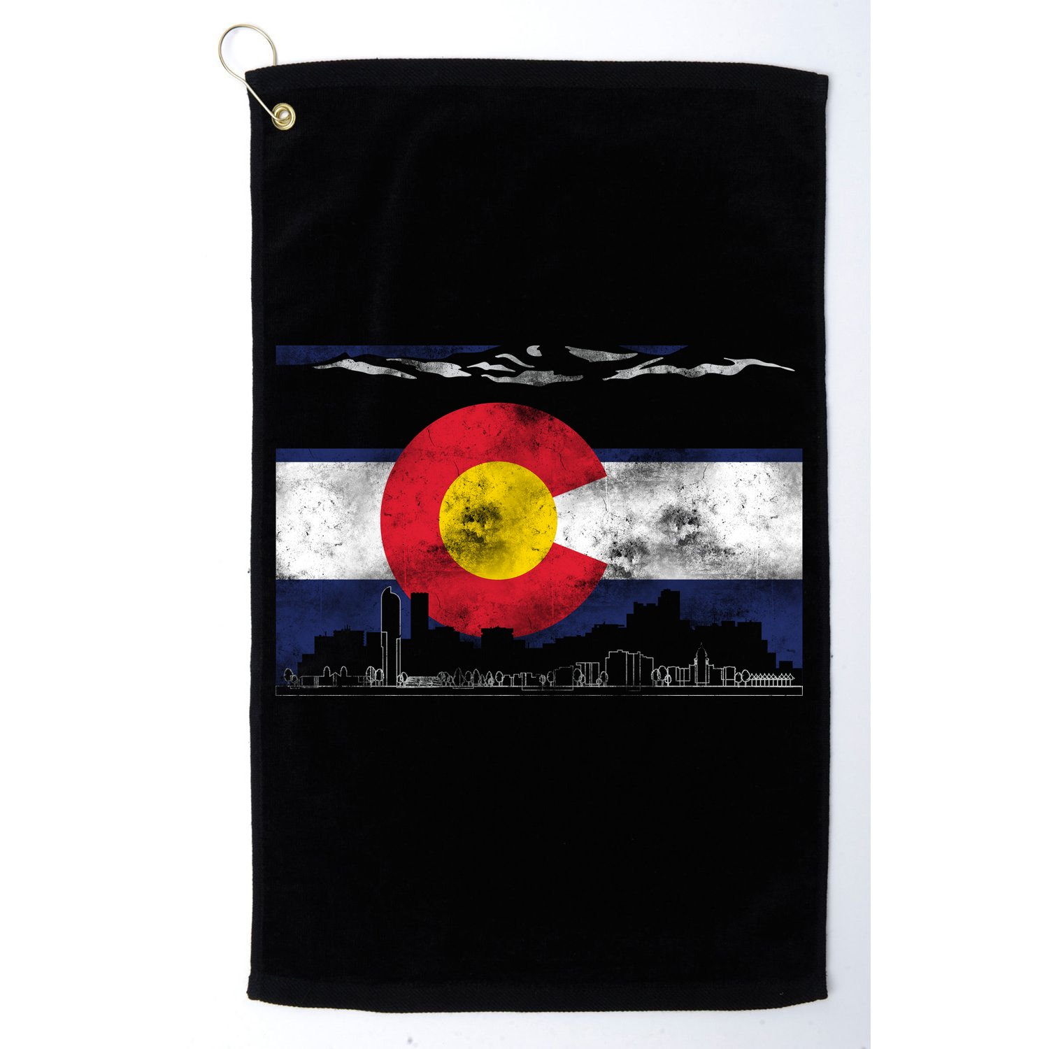 Vintage Colorado Skyline Flag Golf Towel