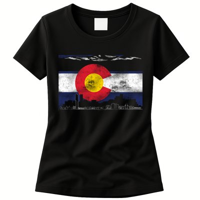 Vintage Colorado Skyline Flag Womens T-Shirt