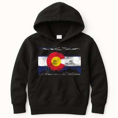 Vintage Colorado Skyline Flag Kids Hoodie