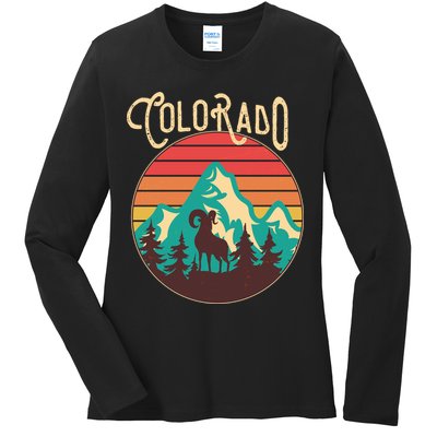 Vintage Colorado Wilderness Emblem Ladies Long Sleeve Shirt