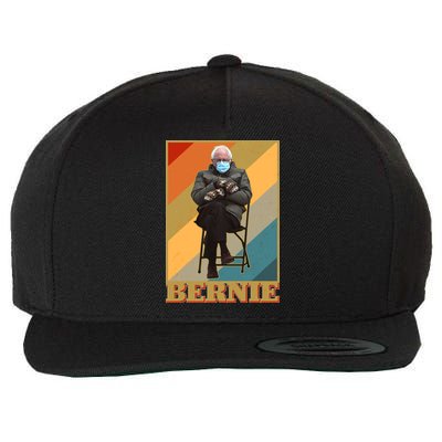 Vintage Colorful Bernie Sanders Mittens Meme Wool Snapback Cap