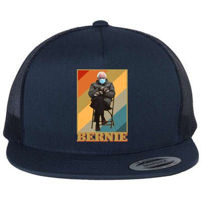 Vintage Colorful Bernie Sanders Mittens Meme Flatbill Hat