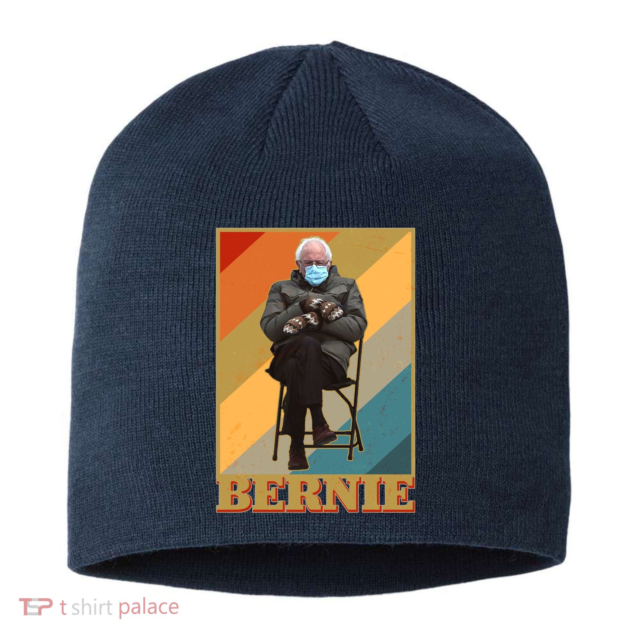 Vintage Colorful Bernie Sanders Mittens Meme Sustainable Beanie