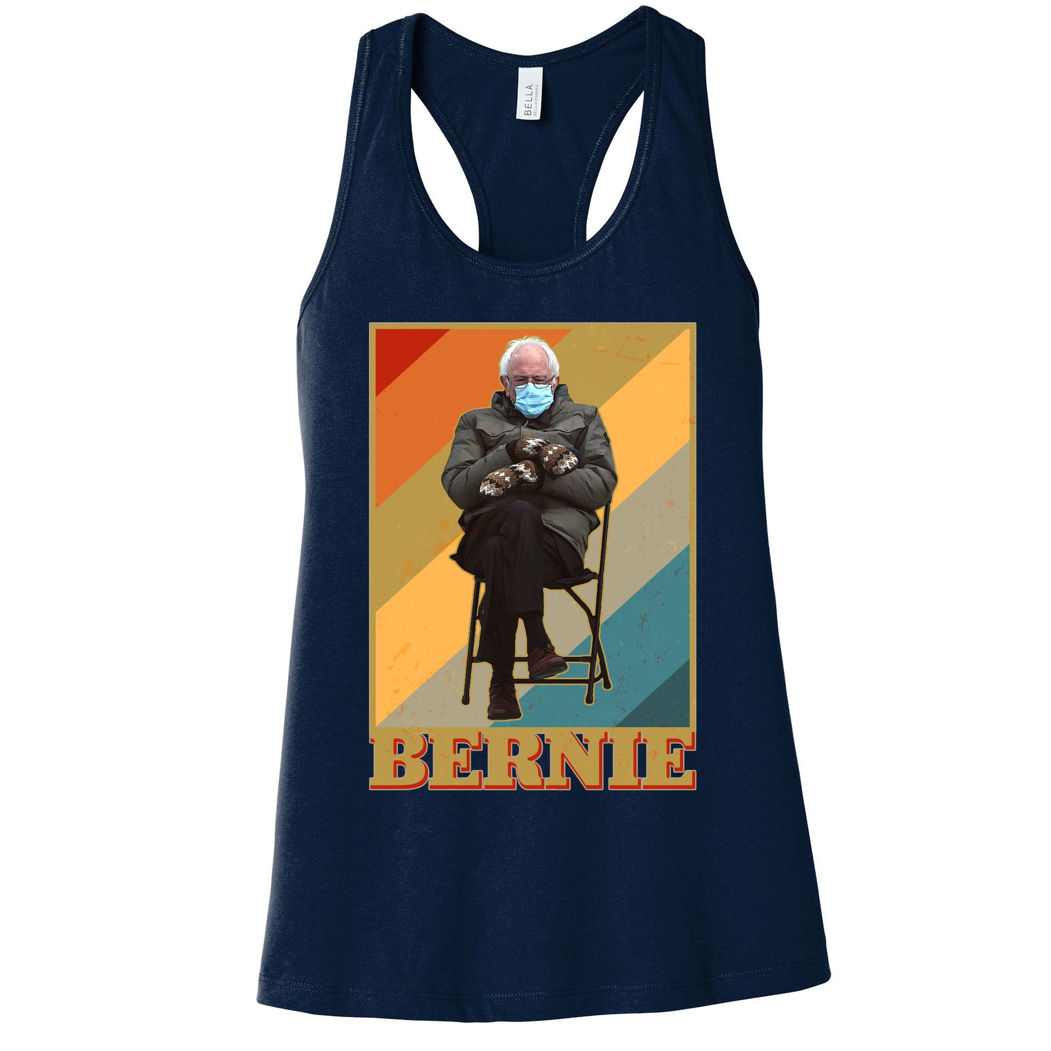 Vintage Colorful Bernie Sanders Mittens Meme Womens Tank Top