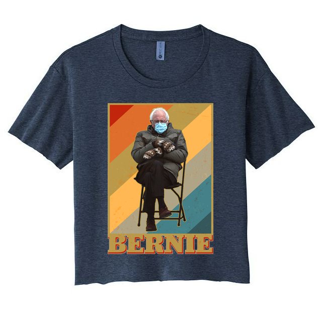 Vintage Colorful Bernie Sanders Mittens Meme Crop Top