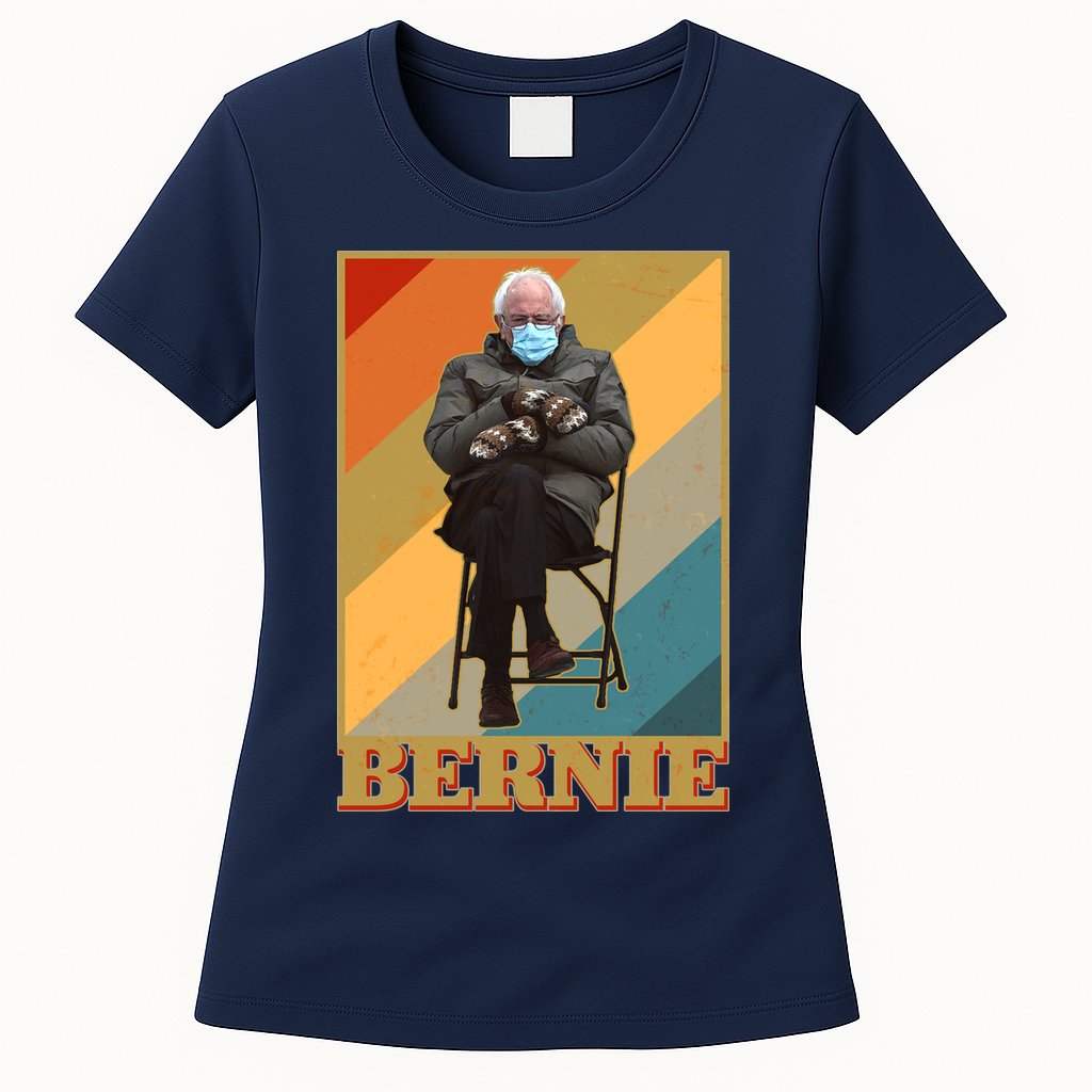 Vintage Colorful Bernie Sanders Mittens Meme Womens T-Shirt
