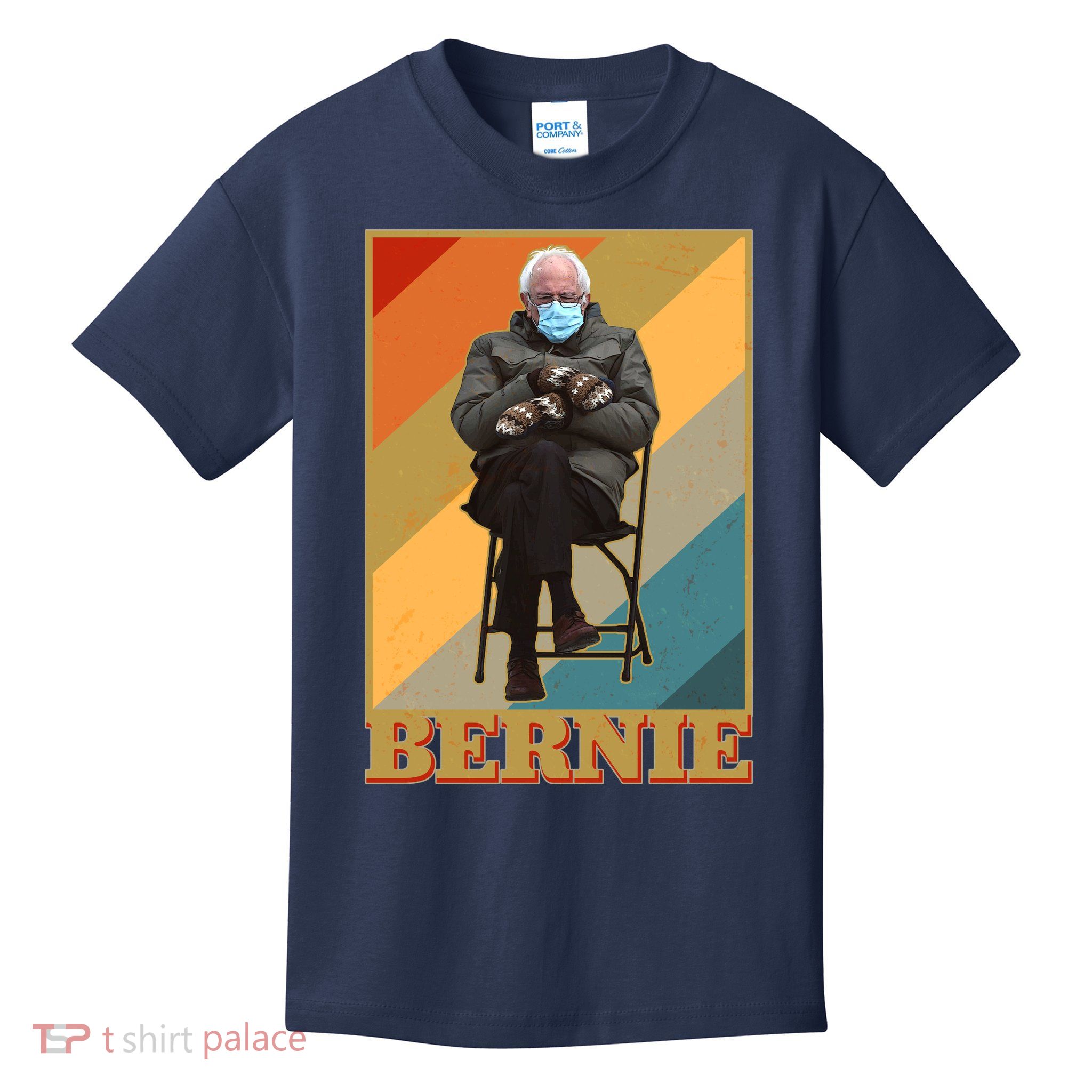 Vintage Colorful Bernie Sanders Mittens Meme Kids T-Shirt