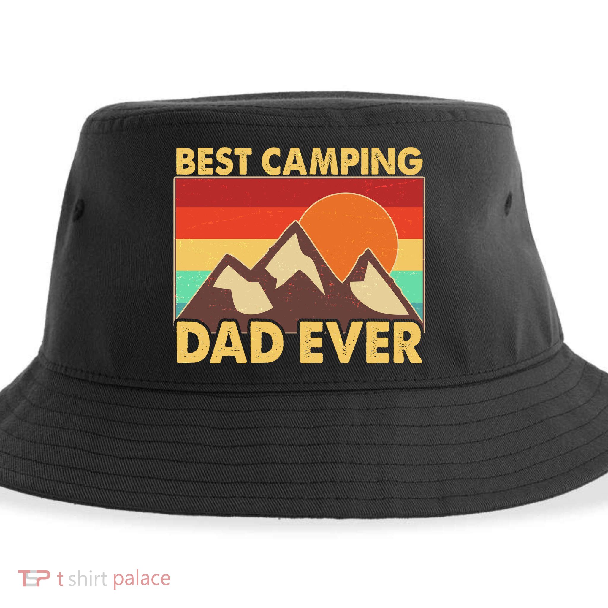 Vintage Colors Best Camping Dad Ever Sustainable Bucket Hat