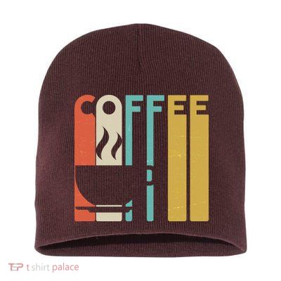 Vintage Colors Coffee Cup Logo Short Acrylic Beanie