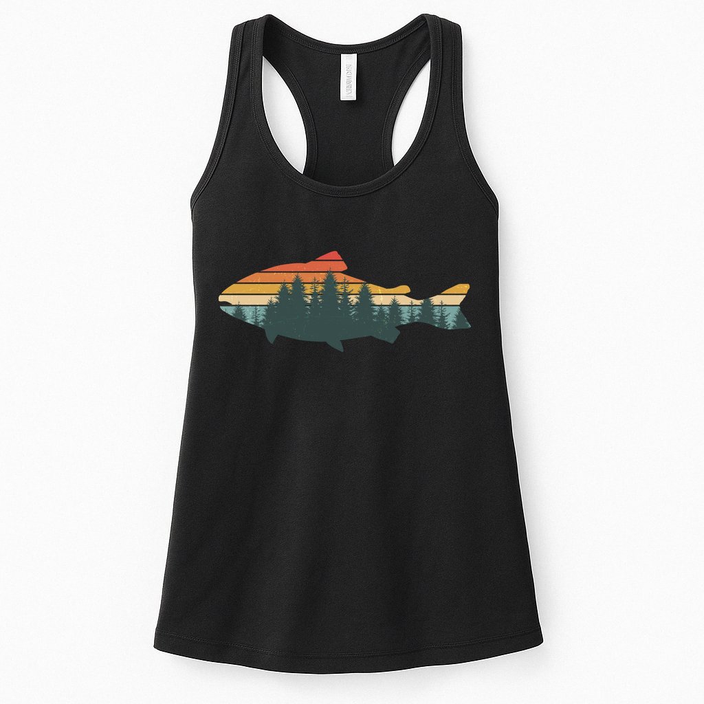 Vintage Colors Forest Bass Fish  Womens Tank Top