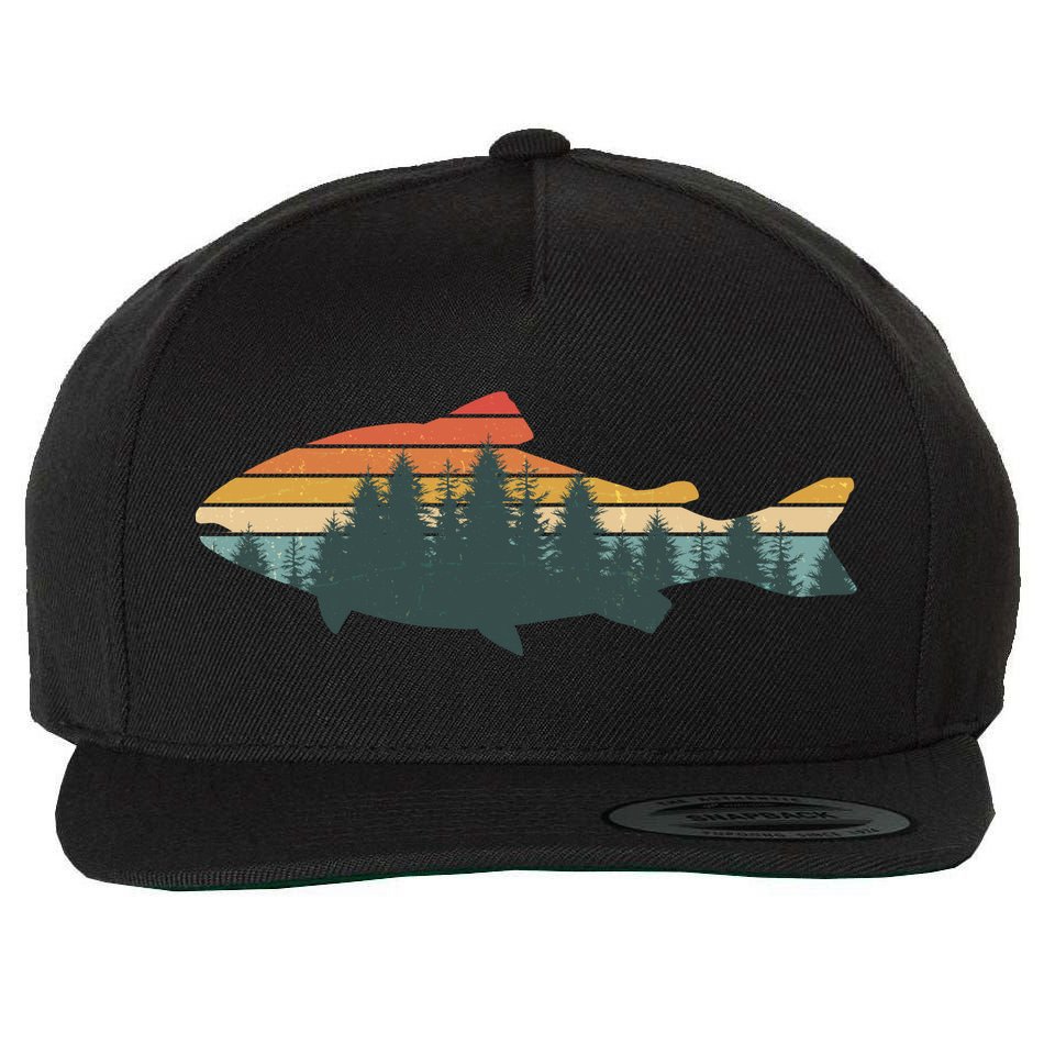 Vintage Colors Forest Bass Fish  Wool Snapback Cap