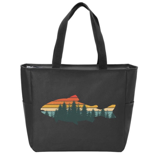 Vintage Colors Forest Bass Fish  Zip Tote Bag