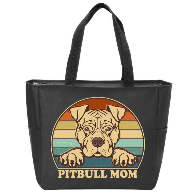 Vintage Colors Pitbull Mom Zip Tote Bag