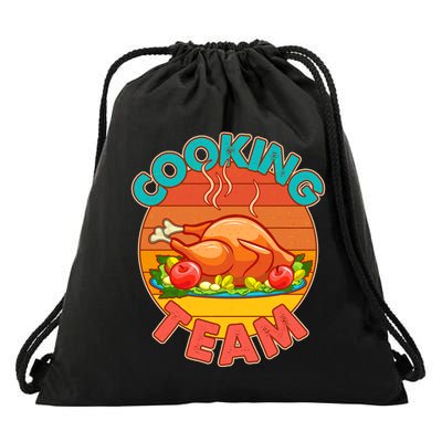 Vintage Cooking Team Emblem Drawstring Bag