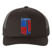 Vintage Cool Baseball American Flag Yupoong Adult 5-Panel Trucker Hat