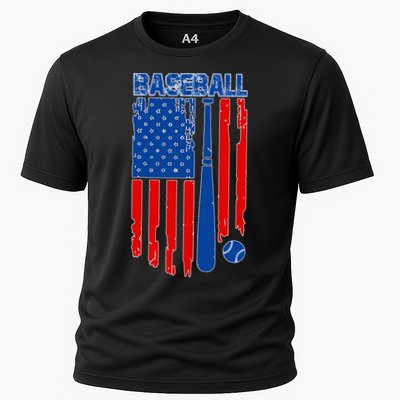 Vintage Cool Baseball American Flag Cooling Performance Crew T-Shirt