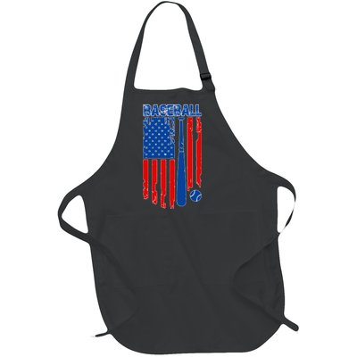 Vintage Cool Baseball American Flag Full-Length Apron With Pockets