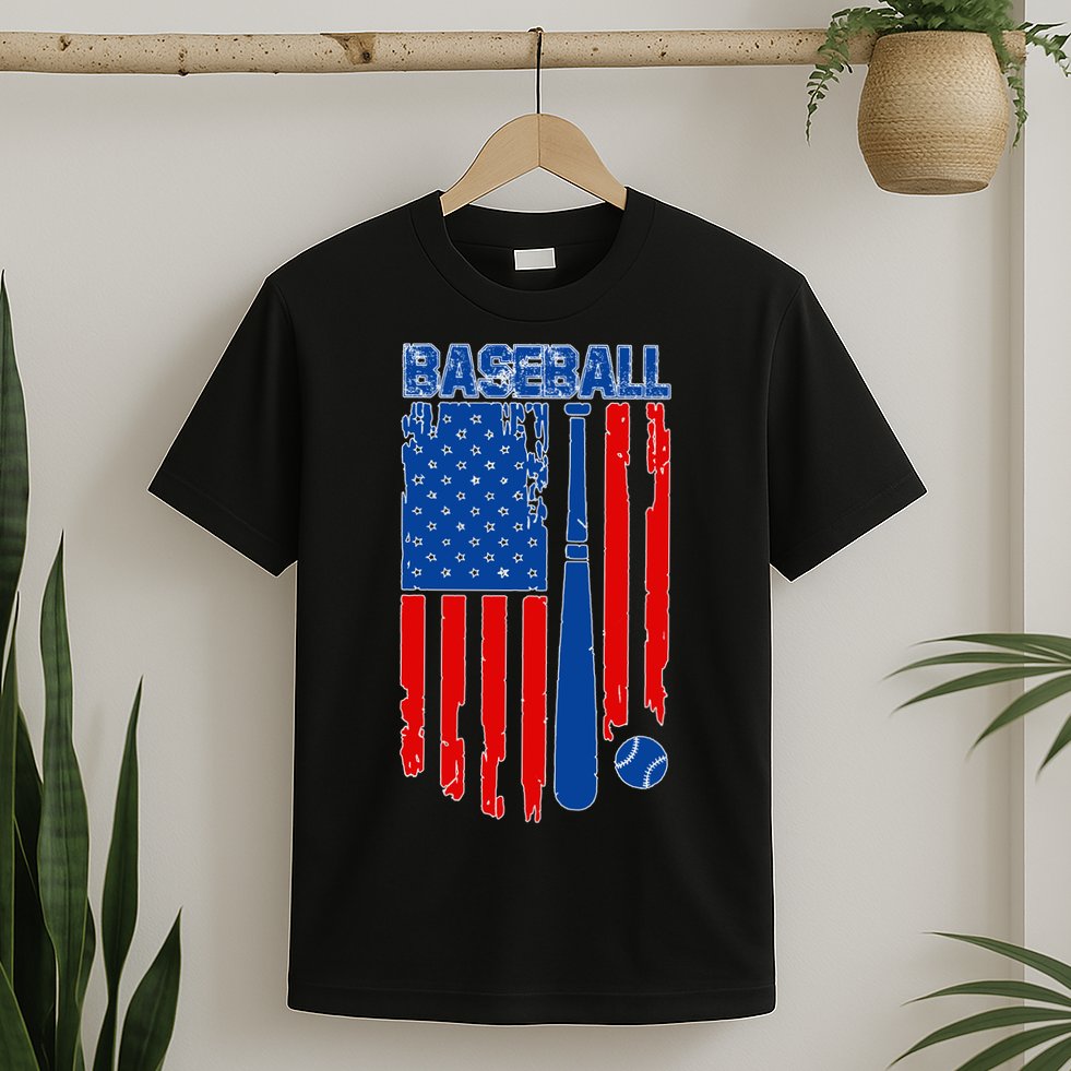 Vintage Cool Baseball American Flag T-Shirt
