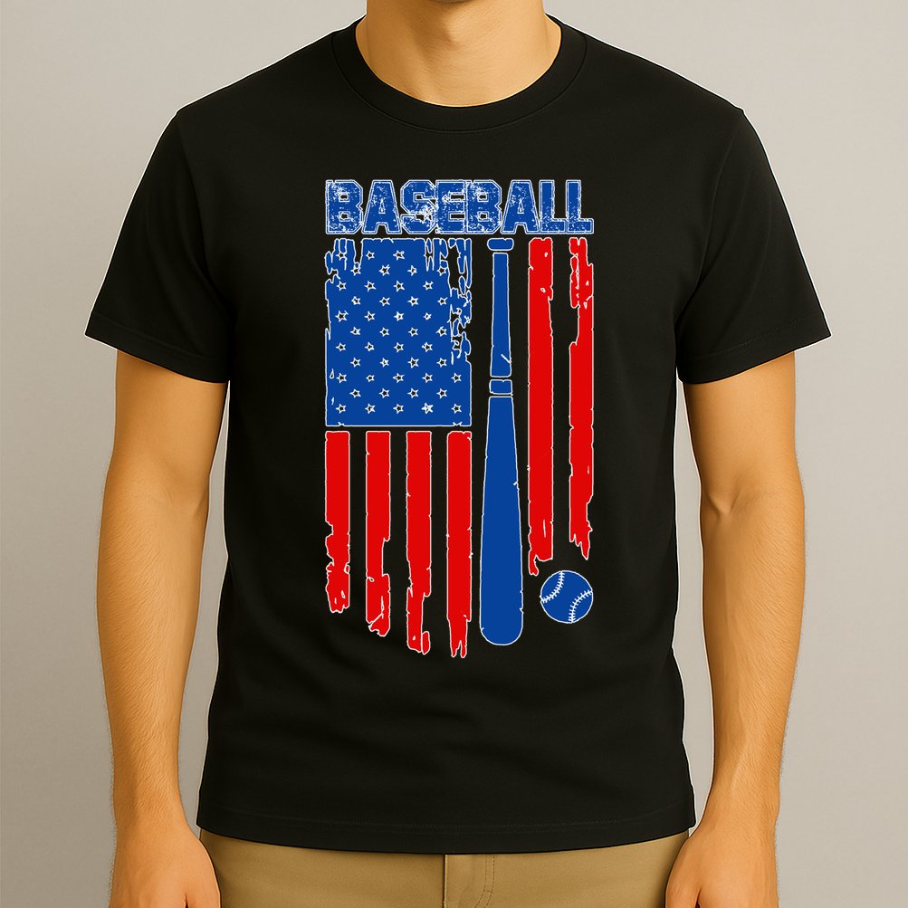 Vintage Cool Baseball American Flag T-Shirt