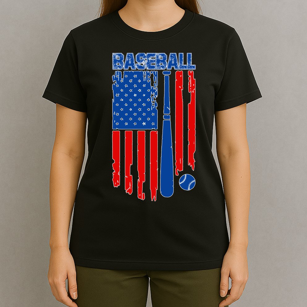 Vintage Cool Baseball American Flag T-Shirt