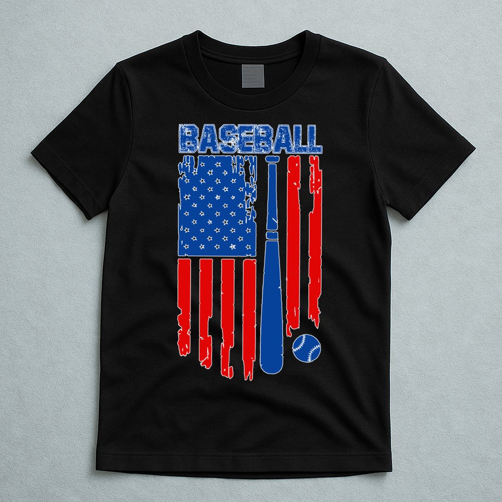 Vintage Cool Baseball American Flag T-Shirt