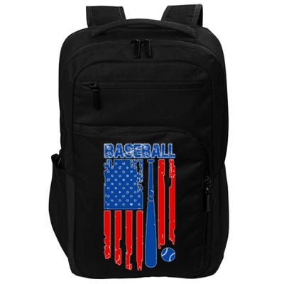 Vintage Cool Baseball American Flag Impact Tech Backpack