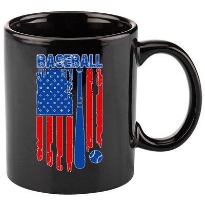 Vintage Cool Baseball American Flag 11oz C Handle Ceramic Mug