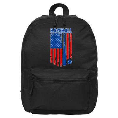 Vintage Cool Baseball American Flag 16 in Basic Backpack