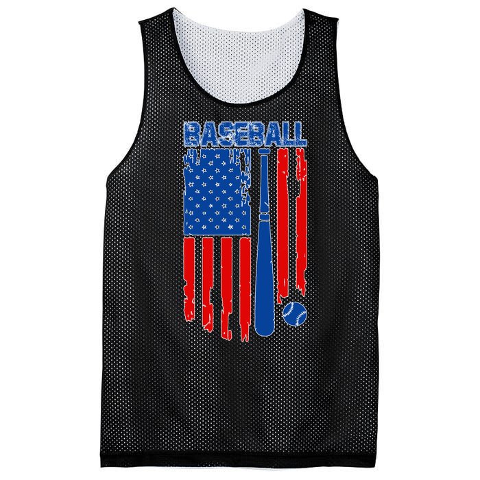 Vintage Cool Baseball American Flag Mesh Reversible Basketball Jersey Tank